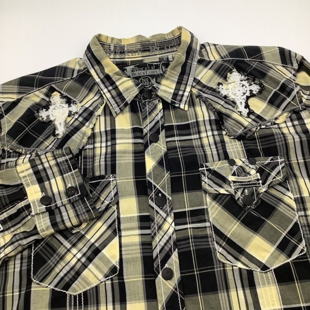 Buckle Black Label No 48 Mens Athletic Fit Long Sleeve Button Shirt Size Large